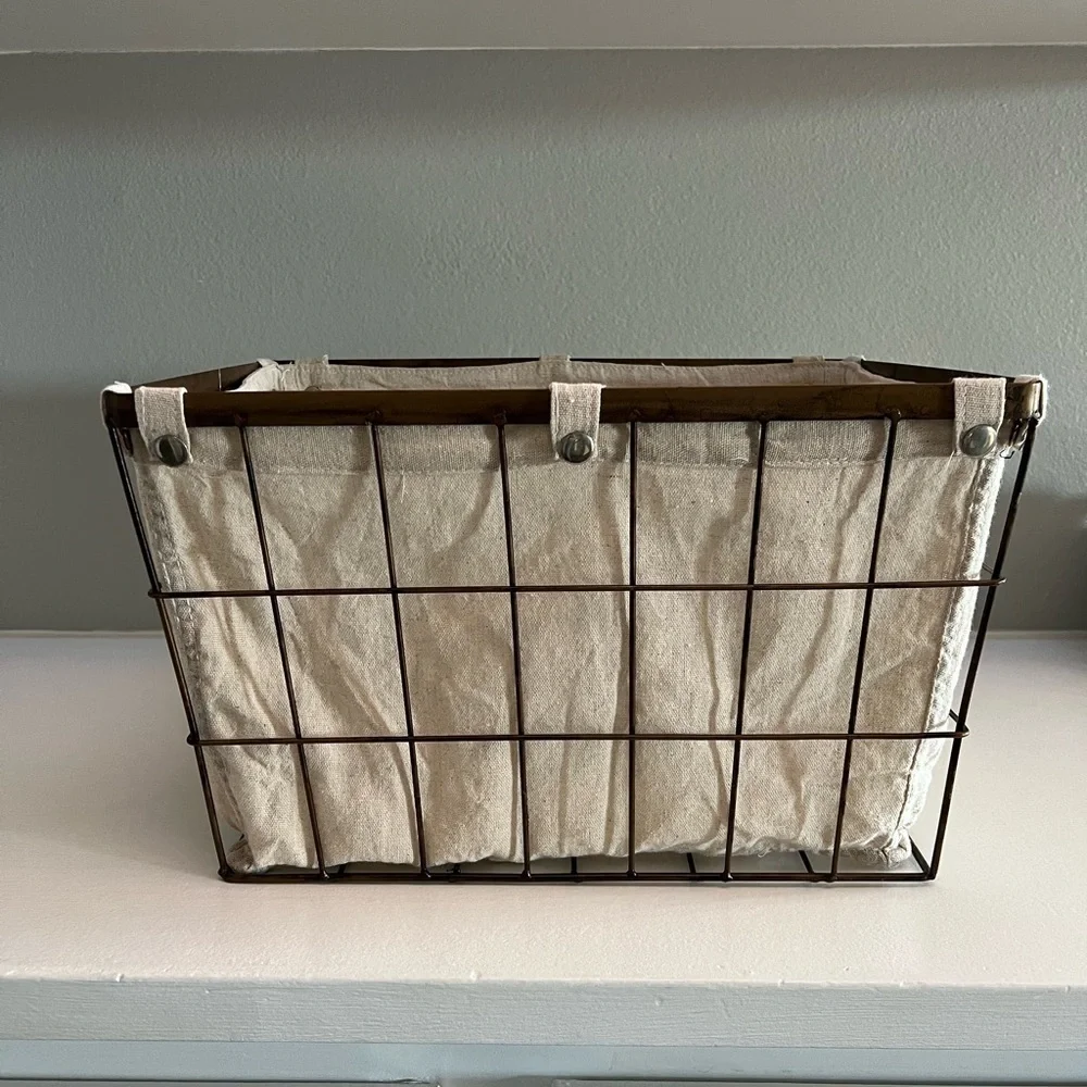 Basket - Antique Brass Metal with Liner